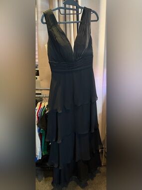 Black Tiered Chiffon V-Neck Maxi Dress